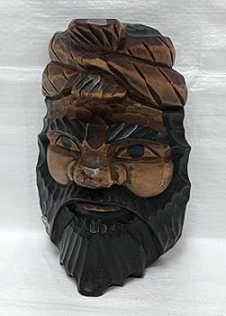 Amazon.co.jp: 木彫りアイヌ民族顔手づくり一刀彫り壁掛け