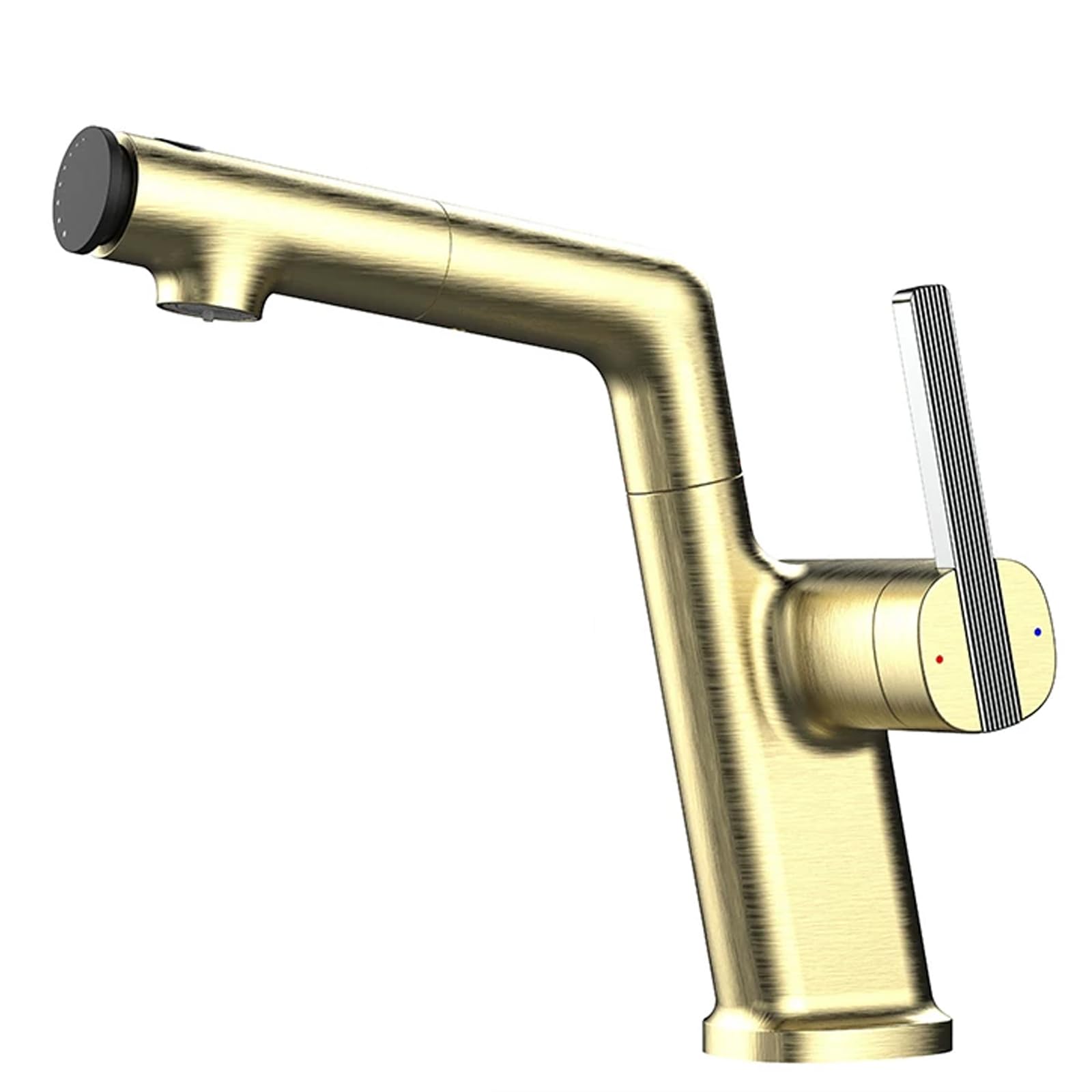Robinet extractible rouge à trois modes de jet et alimentation eau chaude froide