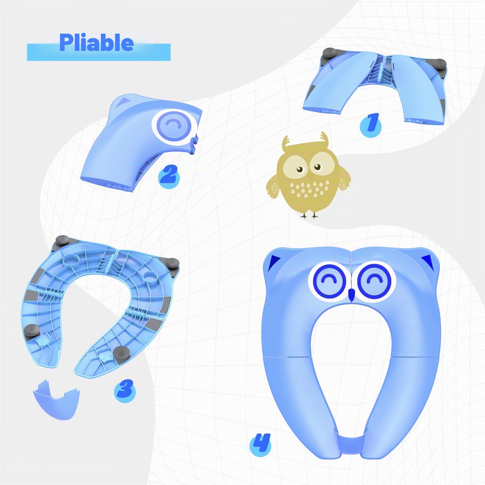 SURFOU Reducteur Toilette Enfant Pliable, Bébé Réducteur de WC Voyage Antiderapant, Cuvette Portable Rehausseur Adaptateur Toilet Seat Toddler Bleu