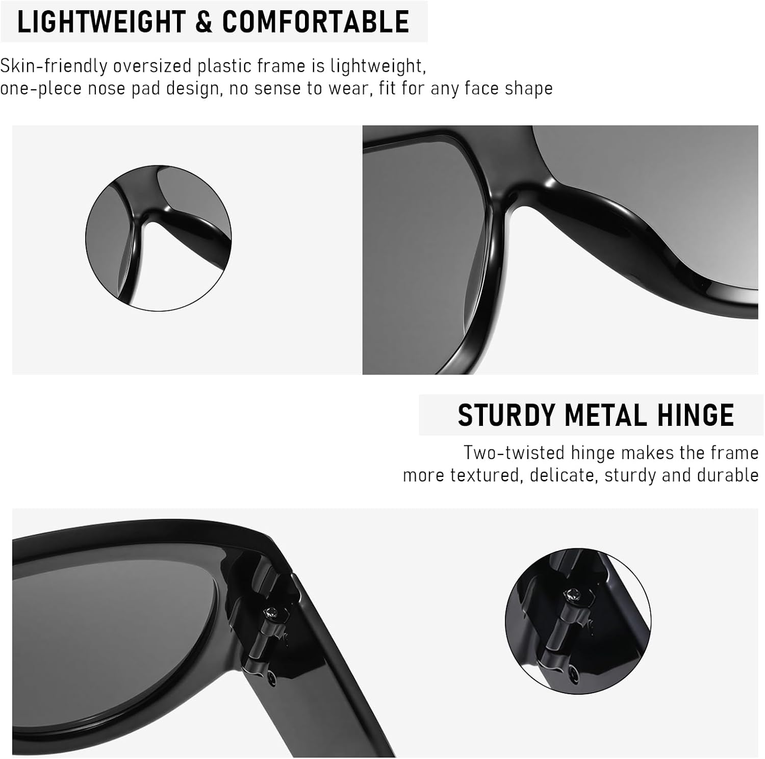 YQVIE Trendy Oversized Aviator Sunglasses for Adult Square Thick Frame Large Sun Glasses UV400 Protection