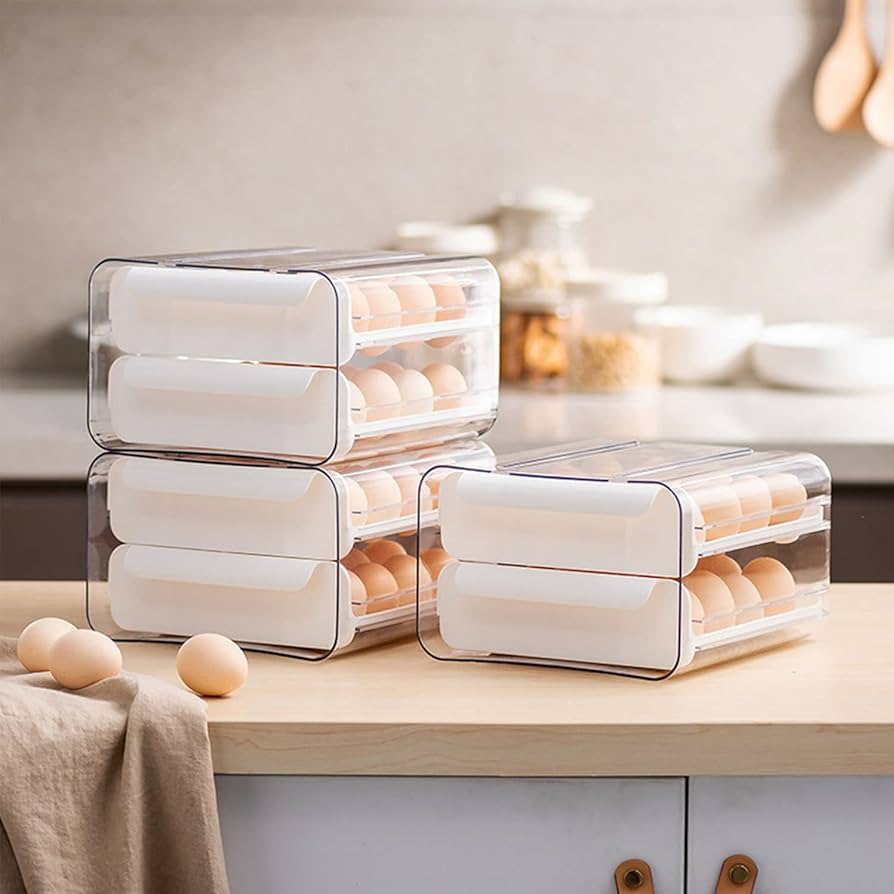 Aazon.co: Egg Container For Refrigerator, 2 Layer Rolling Egg Holder