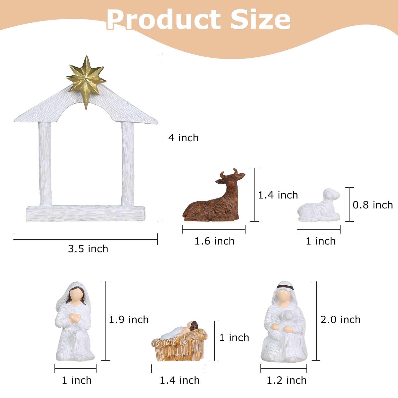 MEETYAMOR Weihnachtskrippe Sets für Weihnachten Innen, 11 Stück Harz Krippe Figuren Set für Weihnachten Dekor, Weihnachtsdekorationen Innen für Home Tisch Kaminsims Küchenregal