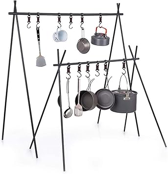 Amazon Favorable Scenery アウトドア ハンガーラック ランタンスタンド キッチン道具整理用ハンガー 物干し キャンプ 軽量 折り畳み 収納バッグ付き ブラック M Favorable Scenery ランタン用アクセサリー