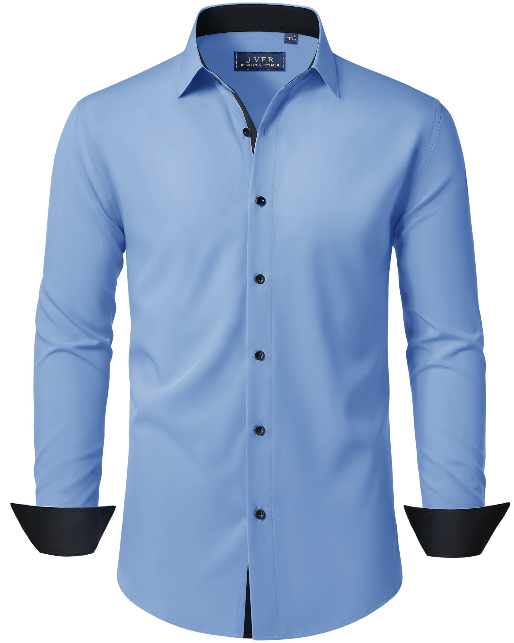 J.VER Hemd Herren Langarm Stretch Herrenhemden Regular Fit Businesshemd Männer Hochzeit Hemden Klassisch Mordern Bügelleichtes Anzughemd