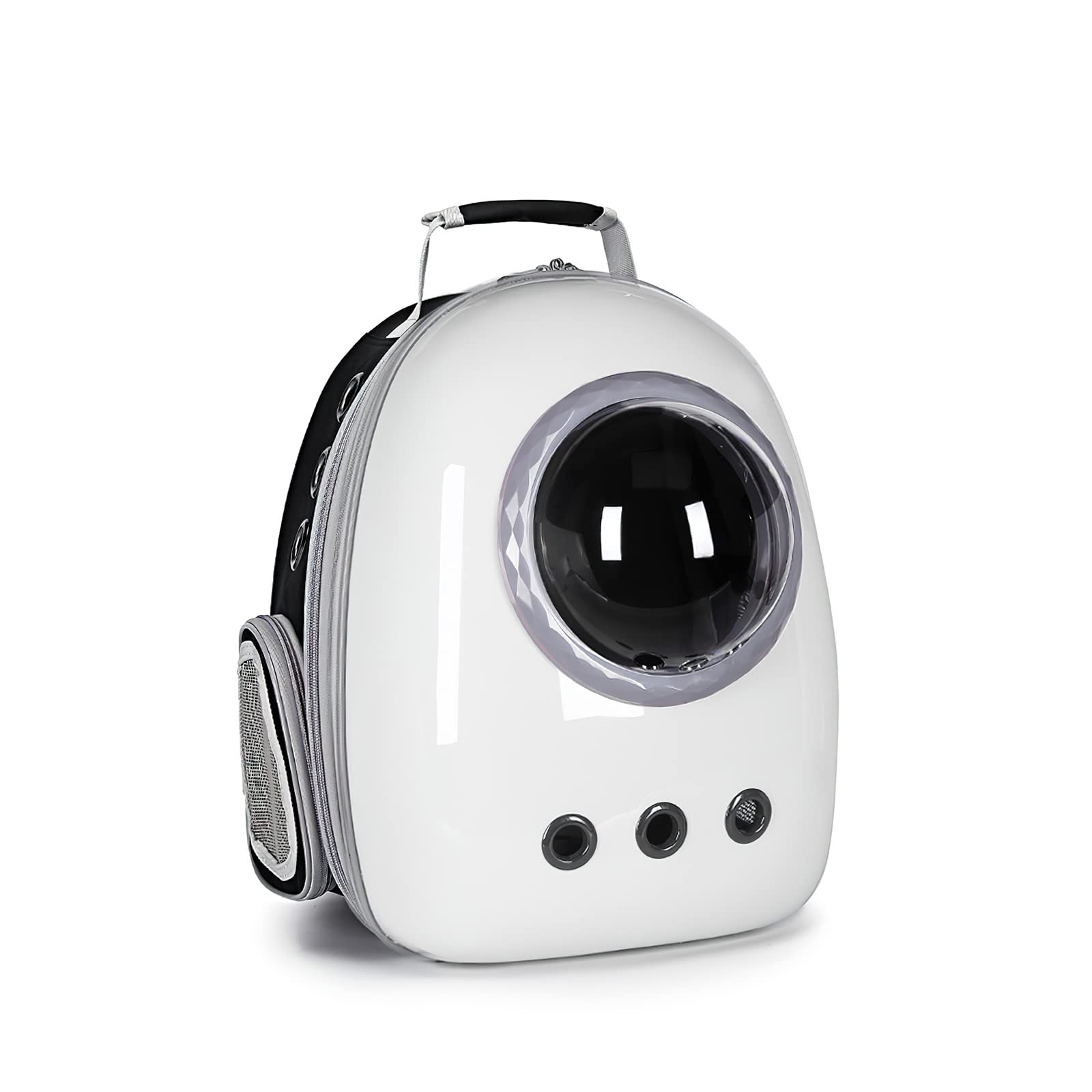 Galatée Mochila para Gatos, Mochila para Mascotas Cápsula Espacial, Mochila Transparente Impermeable para Mascotas, Mochila para Transportar Cachorros a La Moda(Accesorios Grises, Blanco + Negro)