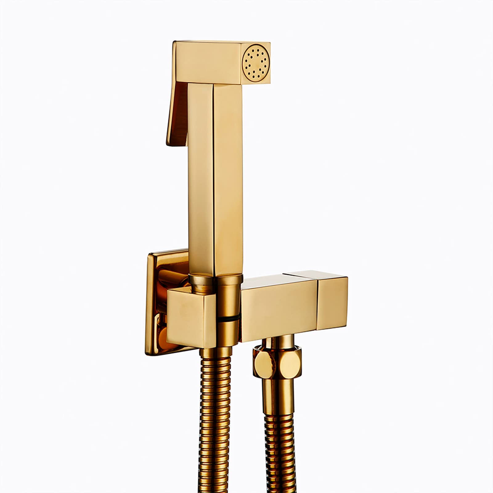 Pulverizador de latón para inodoro en oro titanio con diseño de lujo montado en pared