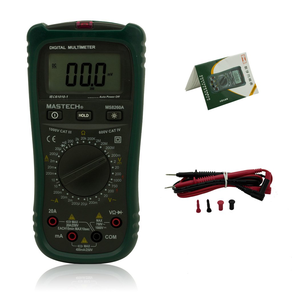 Mastech MS8260A Digital Multimeter with test leads and user manual