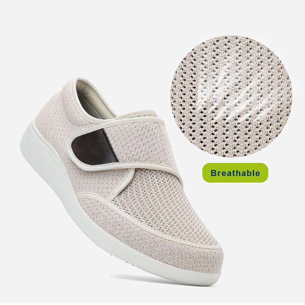 Zapatillas Ortopédicas para Diabéticos Fáciles De Poner Ajustables Y Extra Anchas Calzado Casual Transpirable para Caminar O Estar En Casa con Plantilla De Espuma Viscoelástica Y Suela