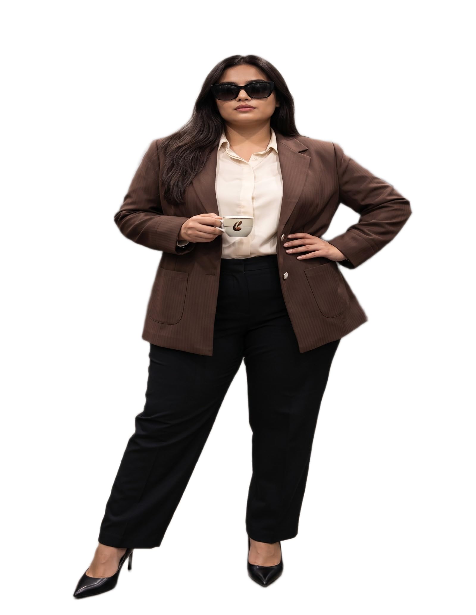 Textured Brown Business Casual Blazer-picture-31