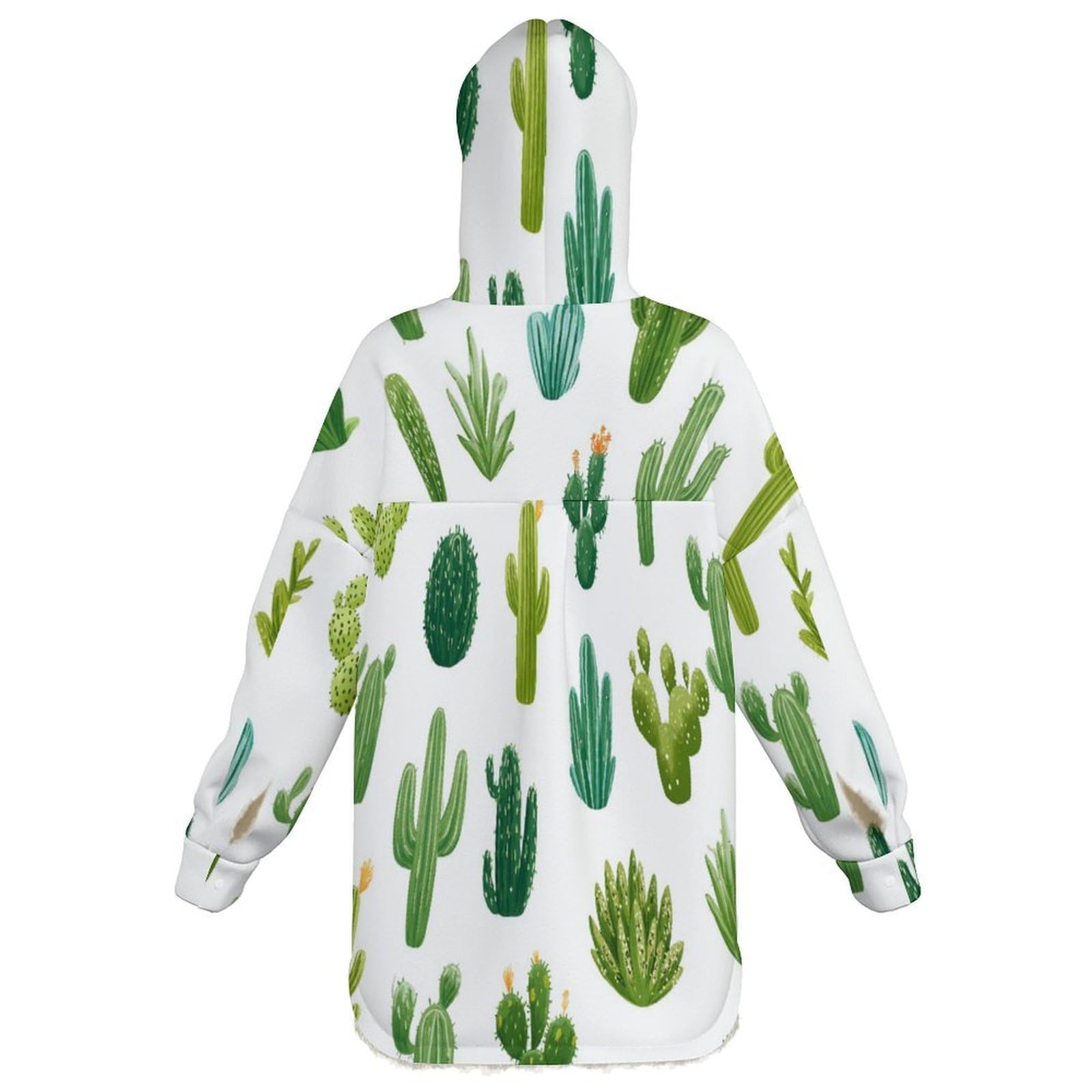 Sudadera Invierno con Capucha de Forro Polar Mujer Cactus Cálido Hoodies a Manga Larga Felpa Sudadera con Bolsillos, Verde