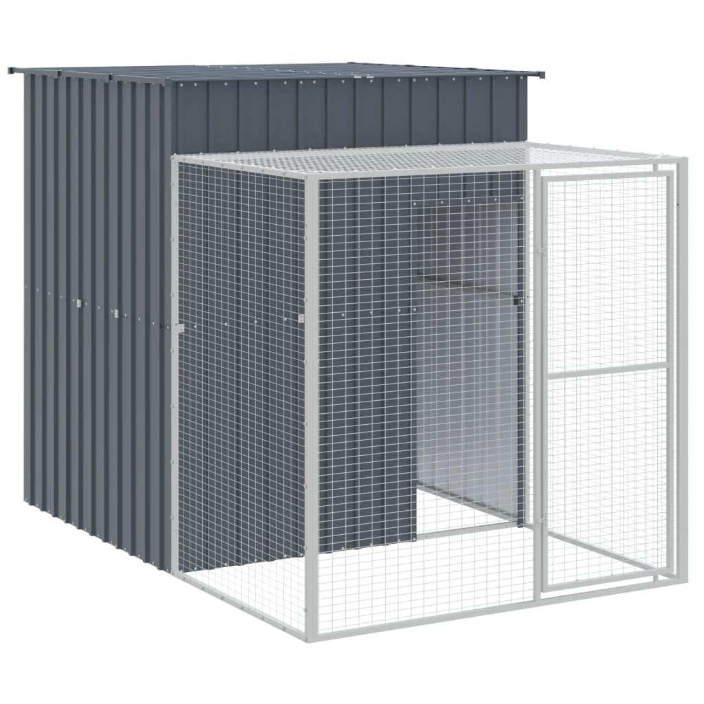 ZEYUAN Gallinero con Corral Acero galvanizado Gris 165x251x181 cm, Gallinero para Exterior, Ponederos para Gallinas, Jaulas para Conejos, Jaulas para Pajaros, Casa Conejo, Ponederos Gallinas