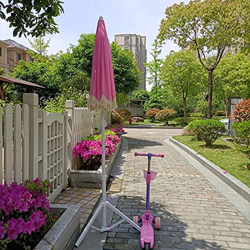 Sombrilla para exteriores resistente a rayos UV de 1.8m inclinable rosa con flecos 6
