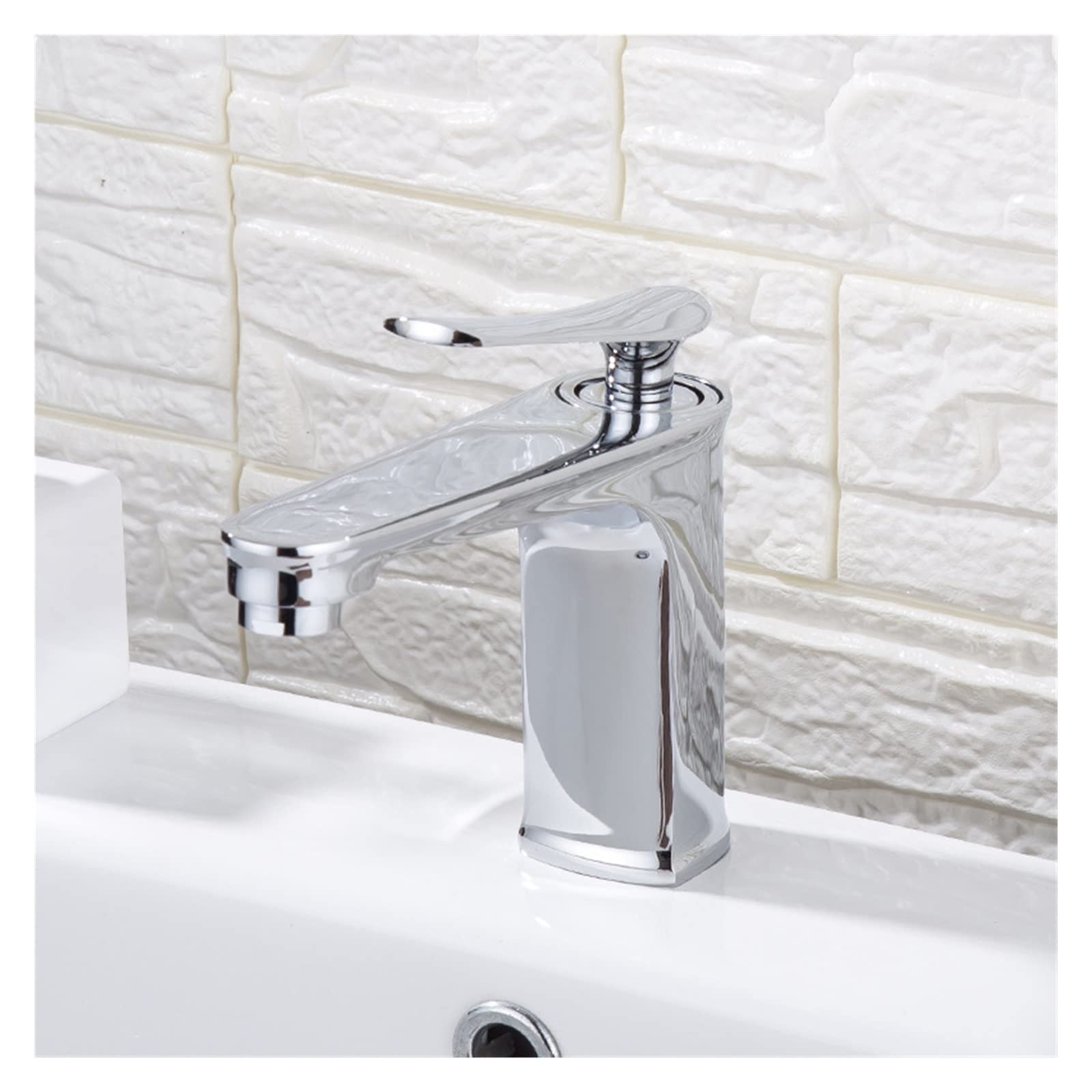 Robinet de lavabo mitigeur eau chaude et froide pour rénovation de salle de bain chrome