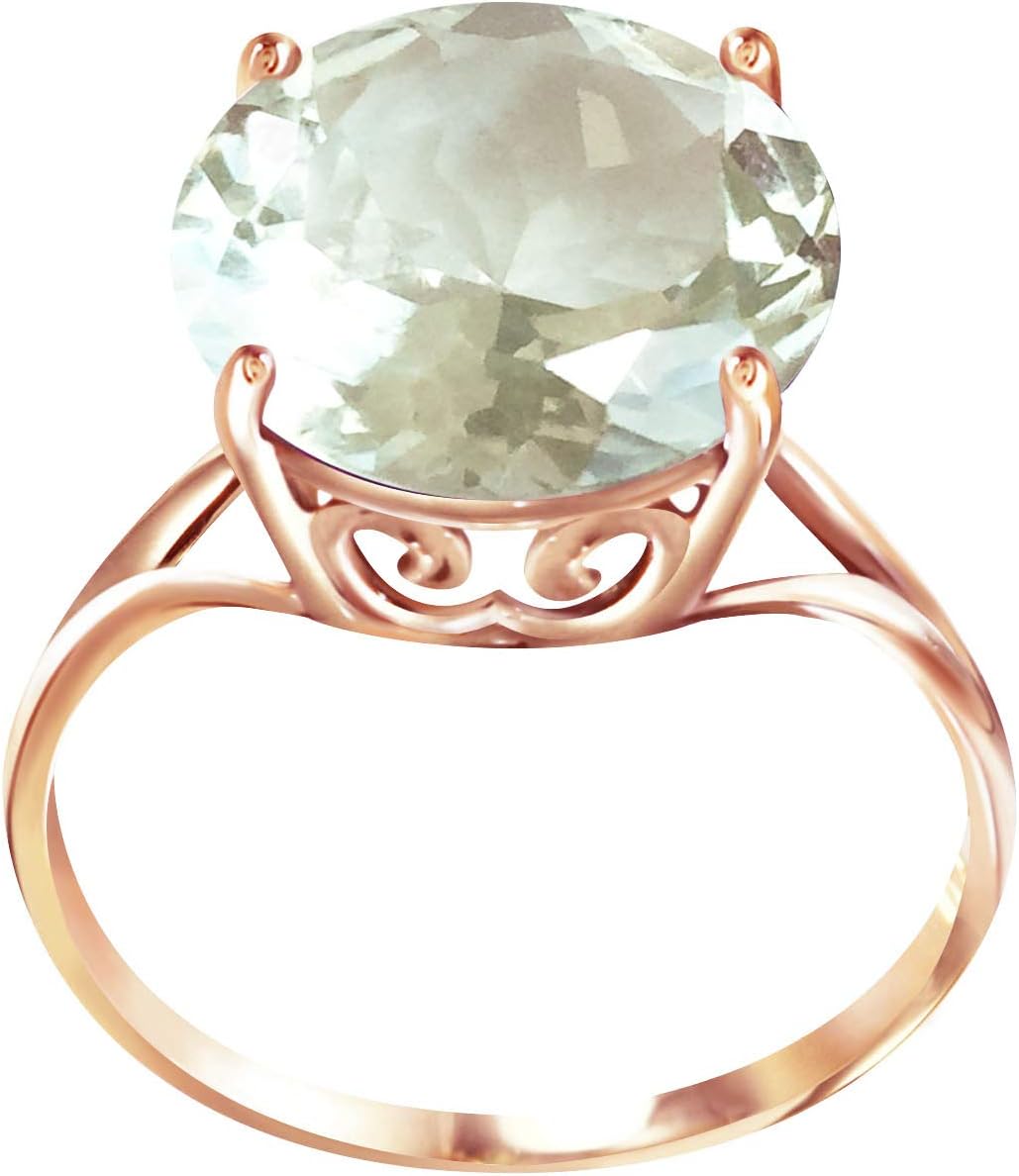Galaxy Gold GG 5.5 Carat 14k Solid Gold Ring with Natural 12.0 MM Round Green Amethyst