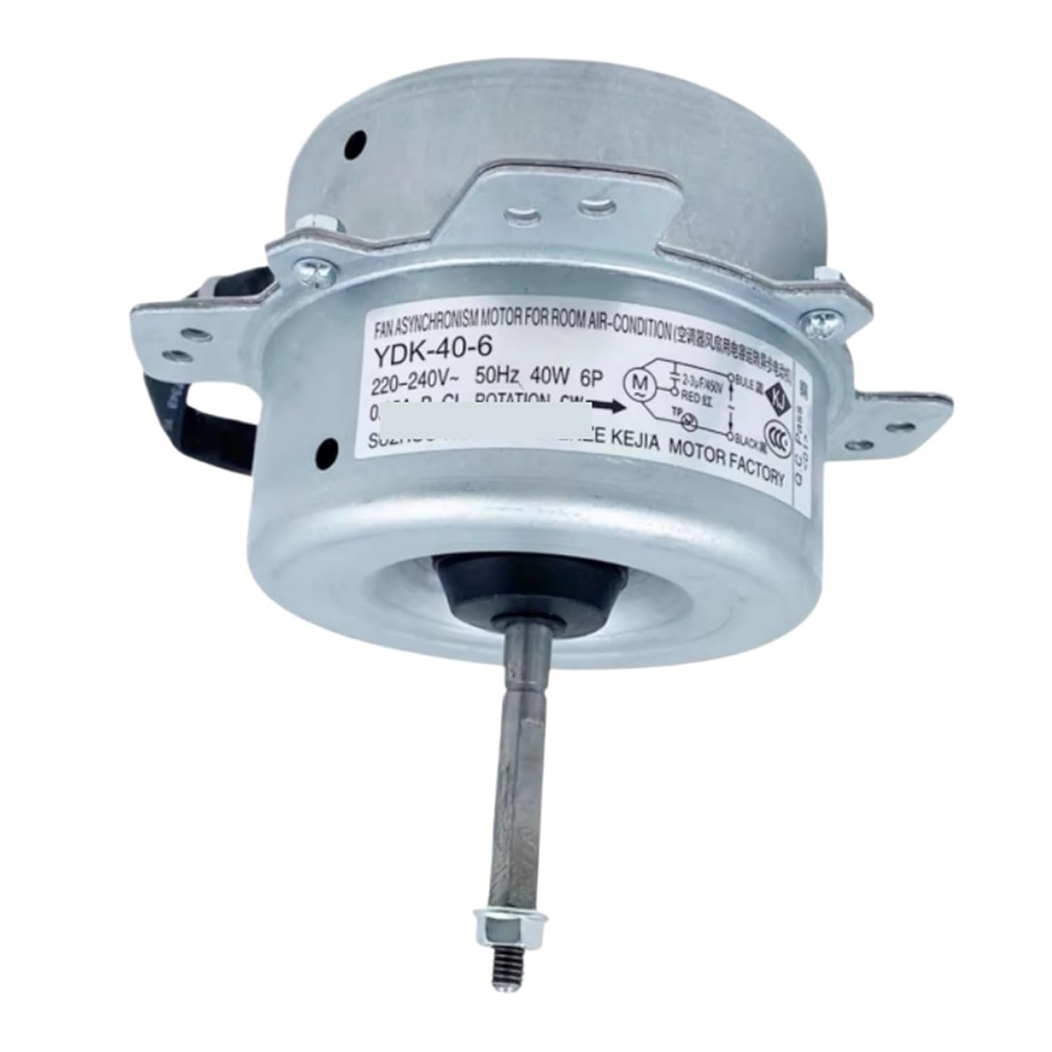 Motor Minisplit Condensdador Mirage 1Ton, Ydk40-6H-8(Al), 110/120V, 28W,  0.67A, 6P, Cap 6Uf 250V エアコンモーター YDK40-6 40W 220-240V 1-2P シャフト長さ55/67/76mm フロントエアコンモーター(A