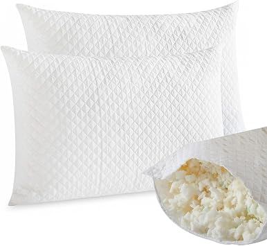 Molten Creek  Shredded Memory Foam Pillows, Soft And Fluffy, Modern Design, Machine Washable, Double Edge Swing Design, Breathable & Cooling Comfort, 50x75cm Pack of 2