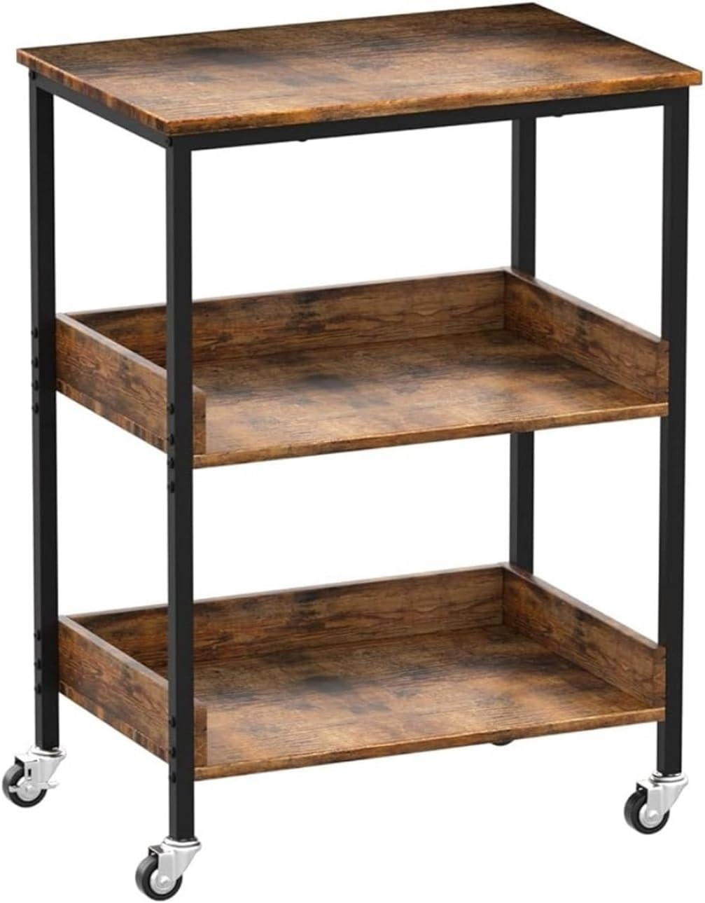 Storage Trolley 3 Tier Rolling Kitchen Utility Cart on Wheels, Island & Trolleys for Living and Room Shelving Organizer