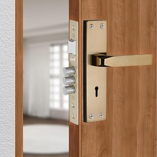 Link Fixio Mortise Door Lock Handle Set | 20 CM| Suitable for Left & Right Handed Doors | Brass Finish | 6-Lever Locking M... Price In India