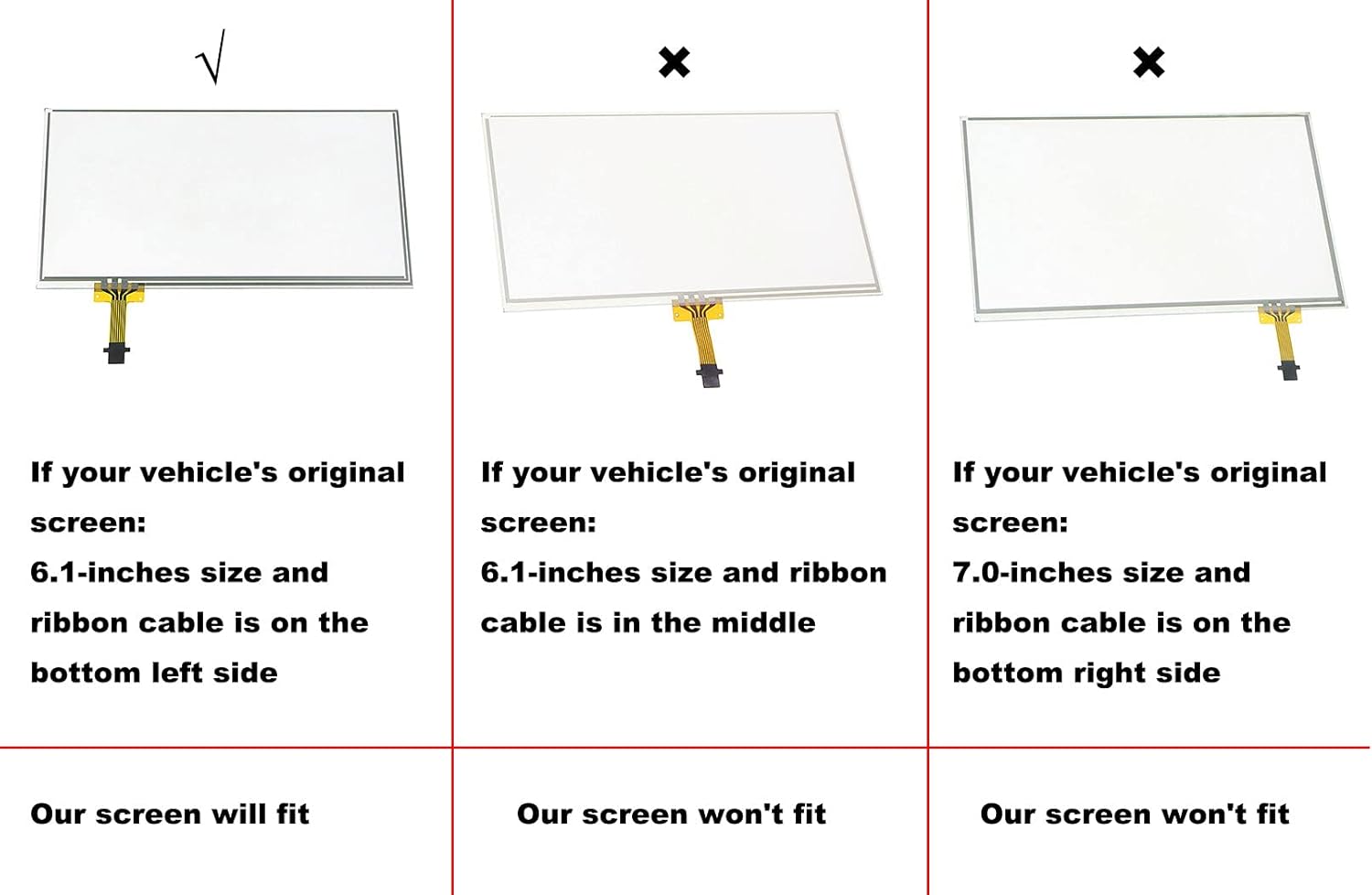 Comparison of compatible and incompatible screen types for Toyota RAV4