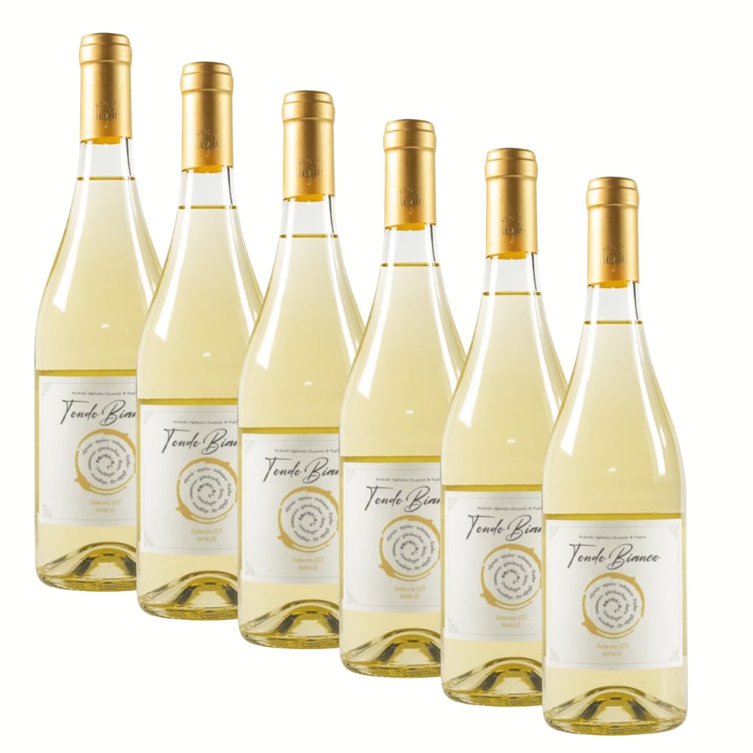 SUPER OFFERTA Bianco SALENTO IGT | Vino Bianco | Fiano e Chardonnay | PUGLIA | 6 Bottiglie 75cl | Idea Regalo