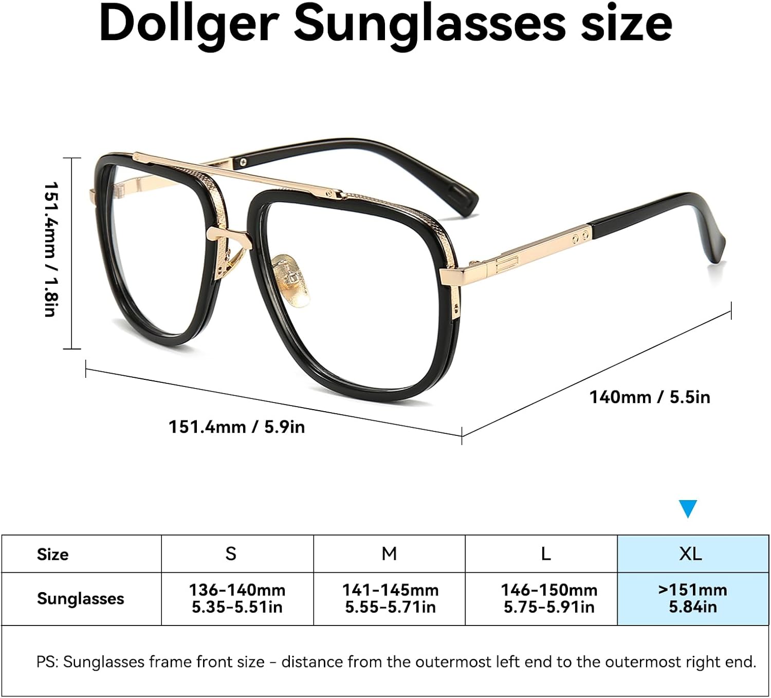 Dollger Oversized Square Aviator Sunglasses for Men Pilot Shades Gold Frame Retro Sun Glasses - Image 4