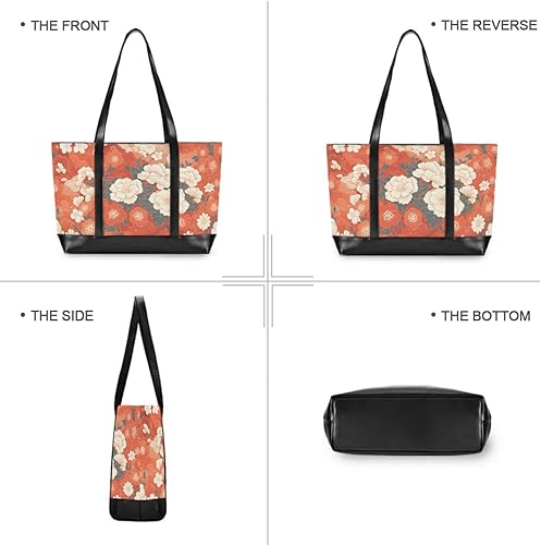 Miniatura 3 de Japanese Style Orange Flowers classy laptop purse for women with zipper bag for women work for school with tablet maletin ejecutivo para mujer