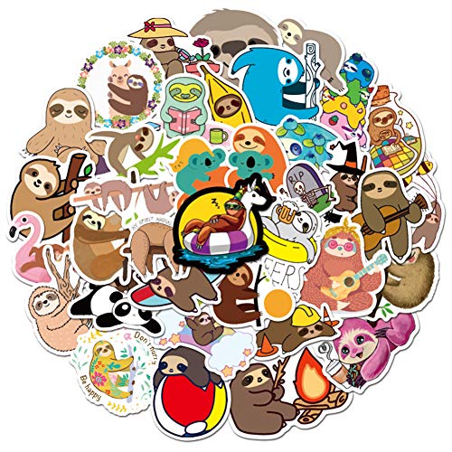 50 Pcs Sloth Stickers| Sloth Waterproof Vinyl Stickers for Water Bottles Bicycle Laptop Refrigerator Luggage Computer Mobile Phone Skateboard Bike Decals