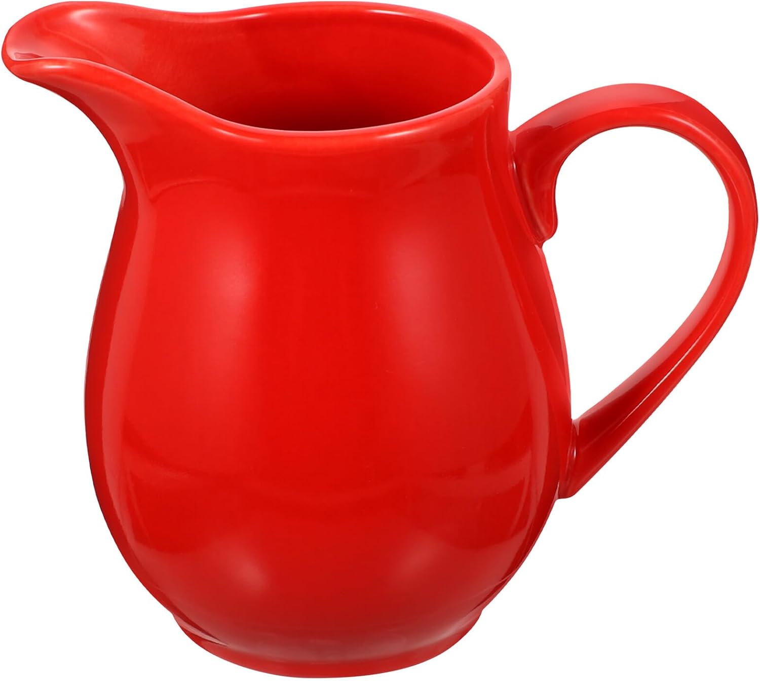 Red Ceramic Sauce Container with Comfortable Handle and Spout Gravy Boat for Restaurant Condiments and Elegant Table Serving