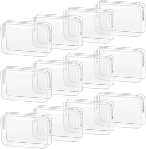 12 bolsas de aseo transparentes para mujeres y hombres, bolsa de cosméticos transparente para viaje, organizador de maquillaje, bolsa aprobada por