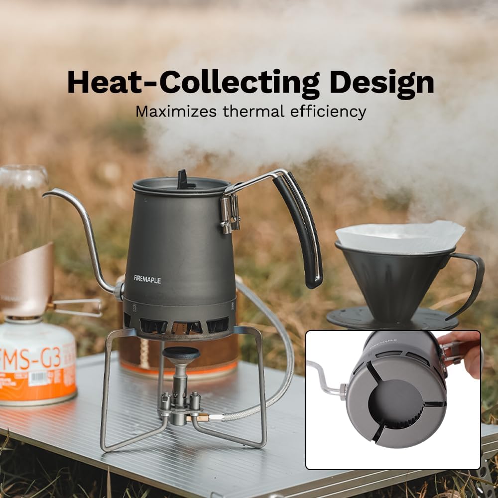 Fire-Maple Petrel Bouilloire Pour-Over 350 ml Ultra-Légère en Aluminium, Chauffe Rapide, Amovible et Compacte, Bec Verseur Précis pour Café Filtre, Idéale pour le Camping et l’Outdoor