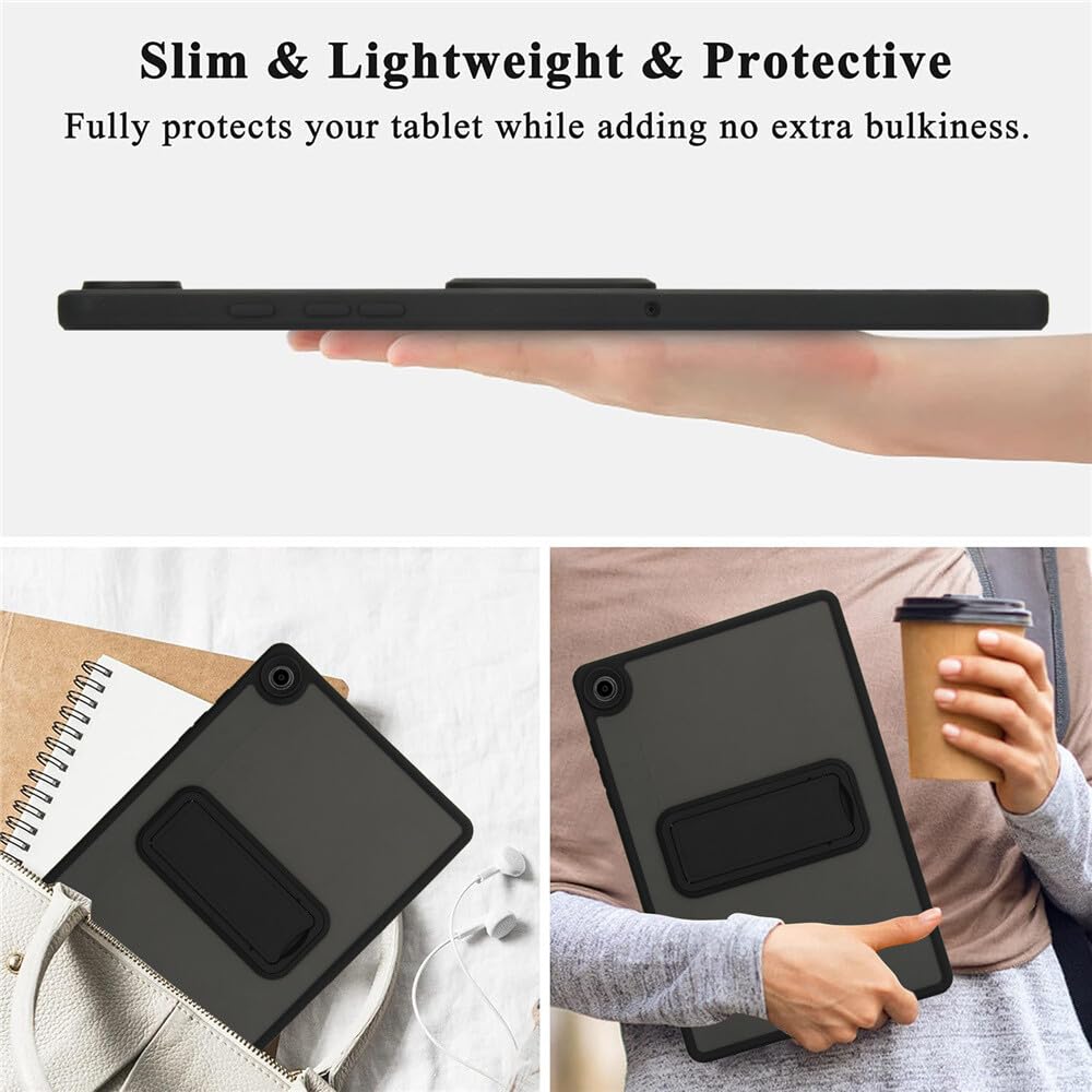 Generic etui kompatybilne z Samsung Galaxy tab A9 8,7 SM-X110 X115 X117 (kolor: czarny) twardy silikon przezroczysty tył etui stojak pokrowiec
