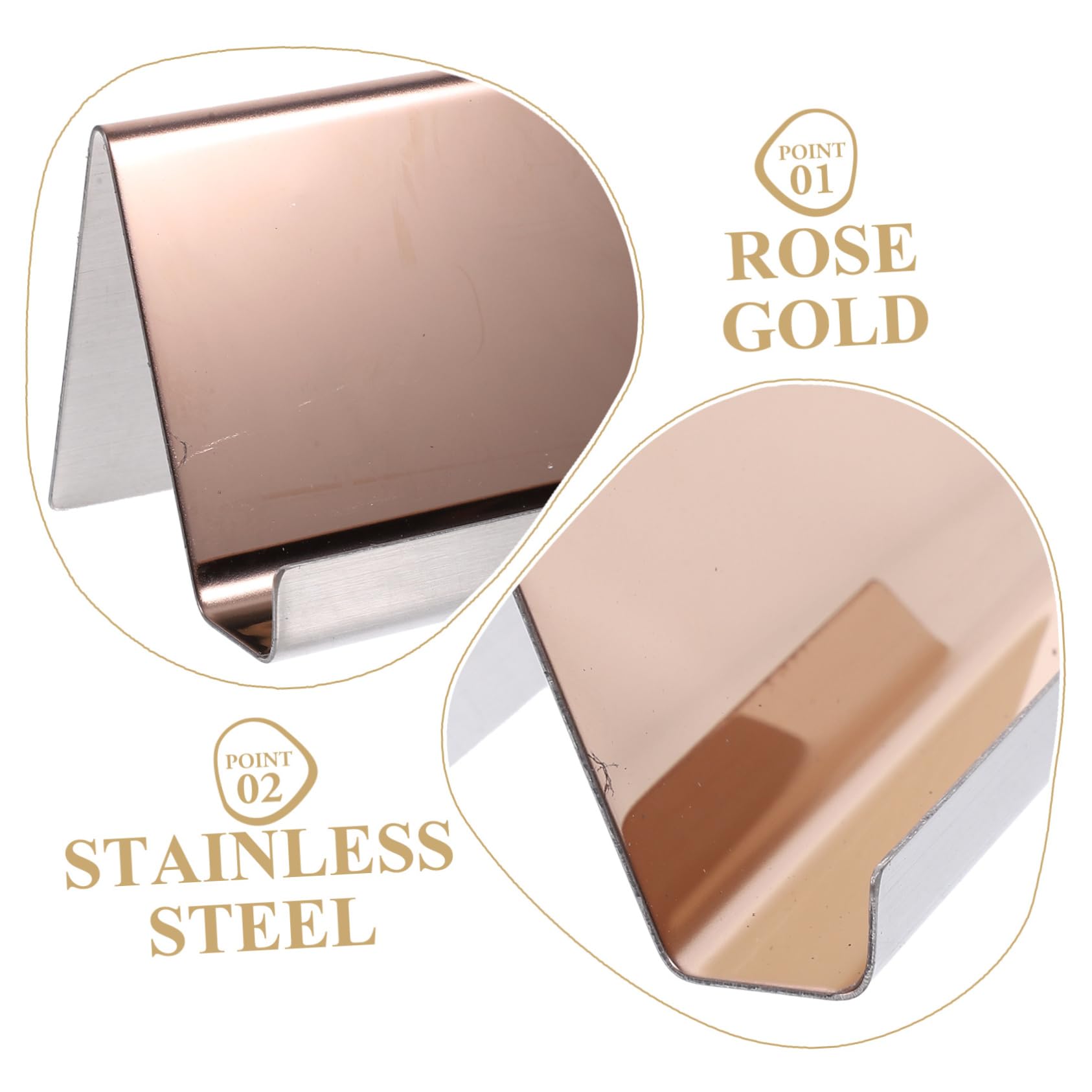 HOMSFOU 5 Tarjeteros De Acero Inoxidable Para Tarjetas De Visita Expositores De Escritorio De Acero Inoxidable 304 Color Oro Rosa