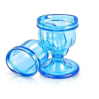 HealthAndYogaTM ChillEyes Colored Eye Wash Cups for Effective Eye Cleansing - with Storage Container - Eye Shaped Rim, Snug Fit 2 Pcs.Blue