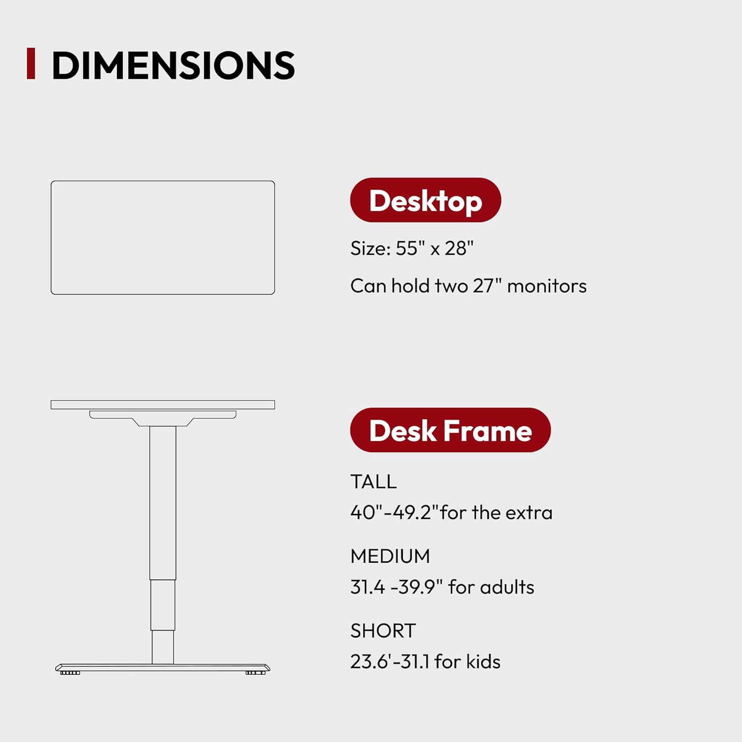 SANODESK 55" Electric Standing Desk,One-Piece Dual Motor Height Adjustable Desk, Stable and Durable 3-Stage Stand up Desk for Home Office (White Frame/55 x 28 Inch Maple top)