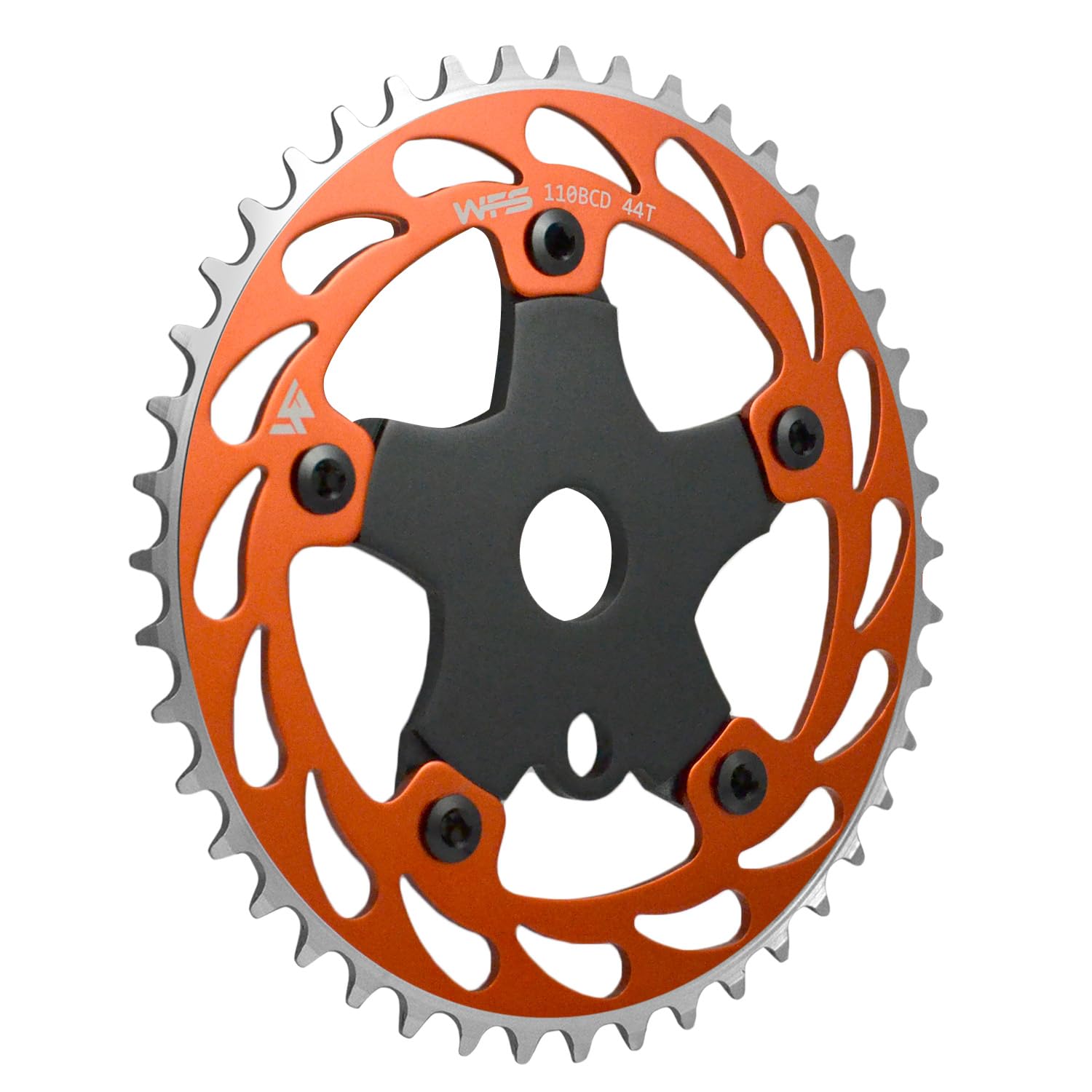 WFS Helix Chainring w/Spider Sprocket 44T 1/8" 110mm BCD 5 Arm Hole for Old School Mountain Bike, Road Bikes, MTB And BMX Single Speed Fixie