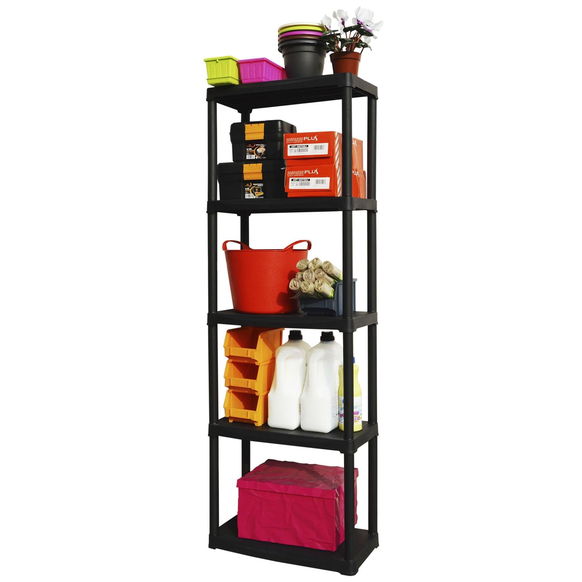 Estantería modular con 5 baldas de 60x30x176cm en polipropileno