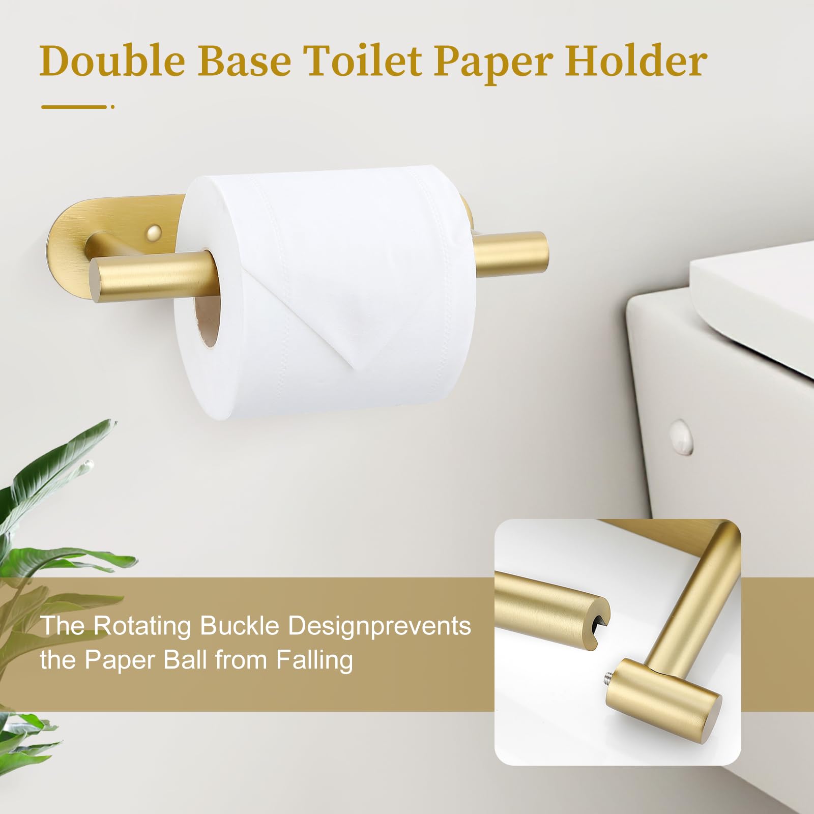 Brushed Gold Toilet Roll Paper Holder Wall Mount for Bathroom — Amazon image 2