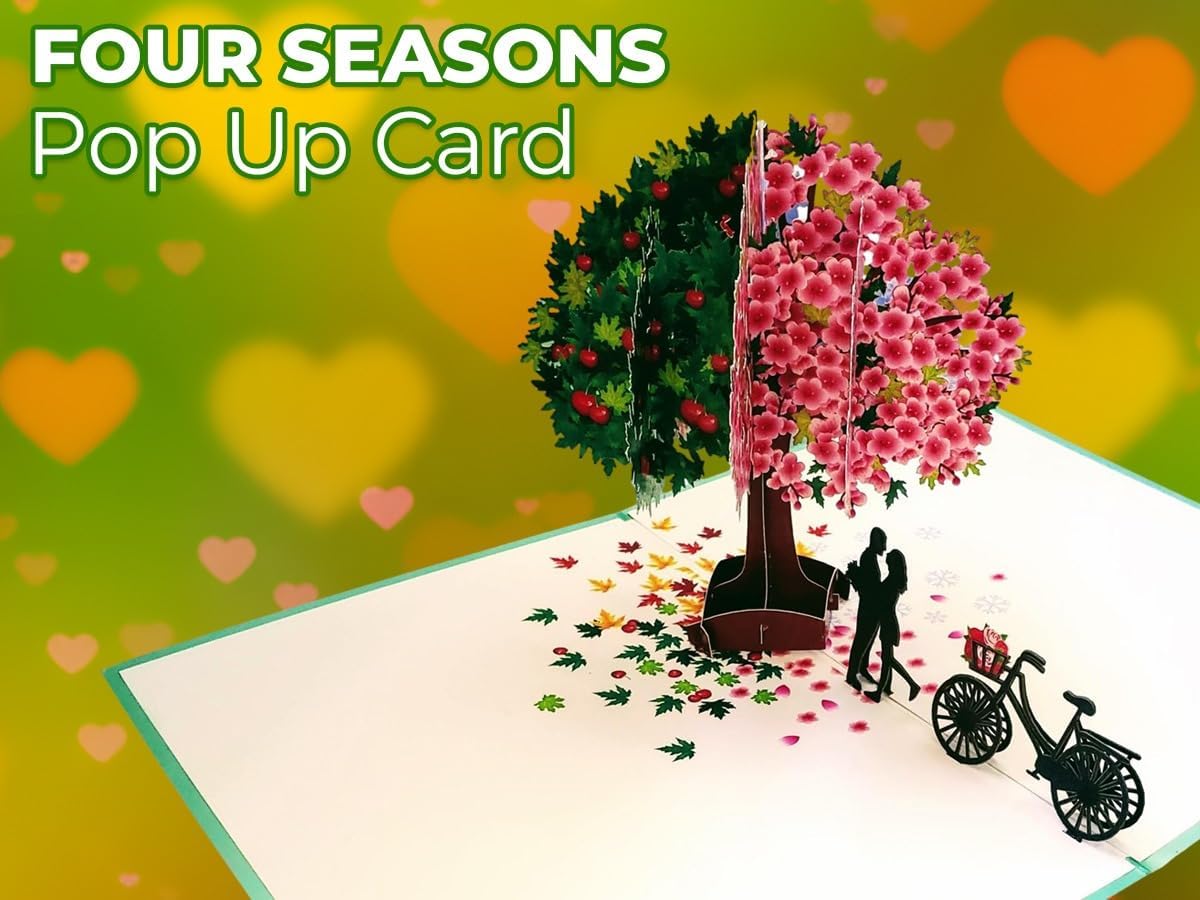 iGifts And Cards Four Seasons Lovers 3D Pop Up Card – Romantic Tree Love Story, Enduring Love Symbol – Anniversary, Proposal, Engagement, Wedding – Couples, Nature Lovers, Travelers – 6" X 8" - Image 6
