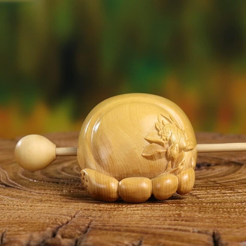 Temple Block Zen Drum, Wood Carving Wooden Fish, Wooden Fish Temple Block Zen Drum Wooden Fish Monk Temple Block Wooden Zen Drum, Monk Desktop Decoration for Home Temple Block Office