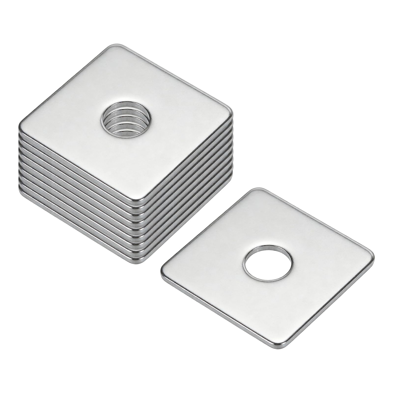 sourcing map Square Washer, 10Pcs M8x40x40x2mm 304 Stainless Steel Square Plate Washers Flat Pad Spacer Gasket for Hardware Fastener