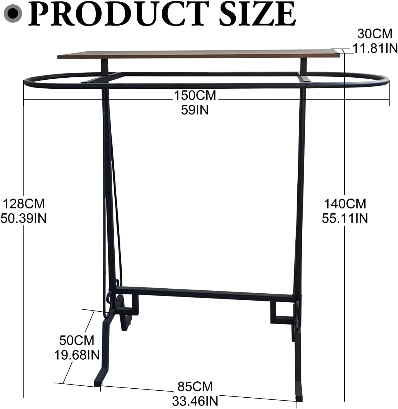 Round Clothing Rack, Round Clothing Racks for Retail, Floor Standing Metal Garment Rack w/Wheels, Large Clothing Display Rack for Hanging Clothes, for Bedrooms Boutiques Laundry Room, Black - Image 7
