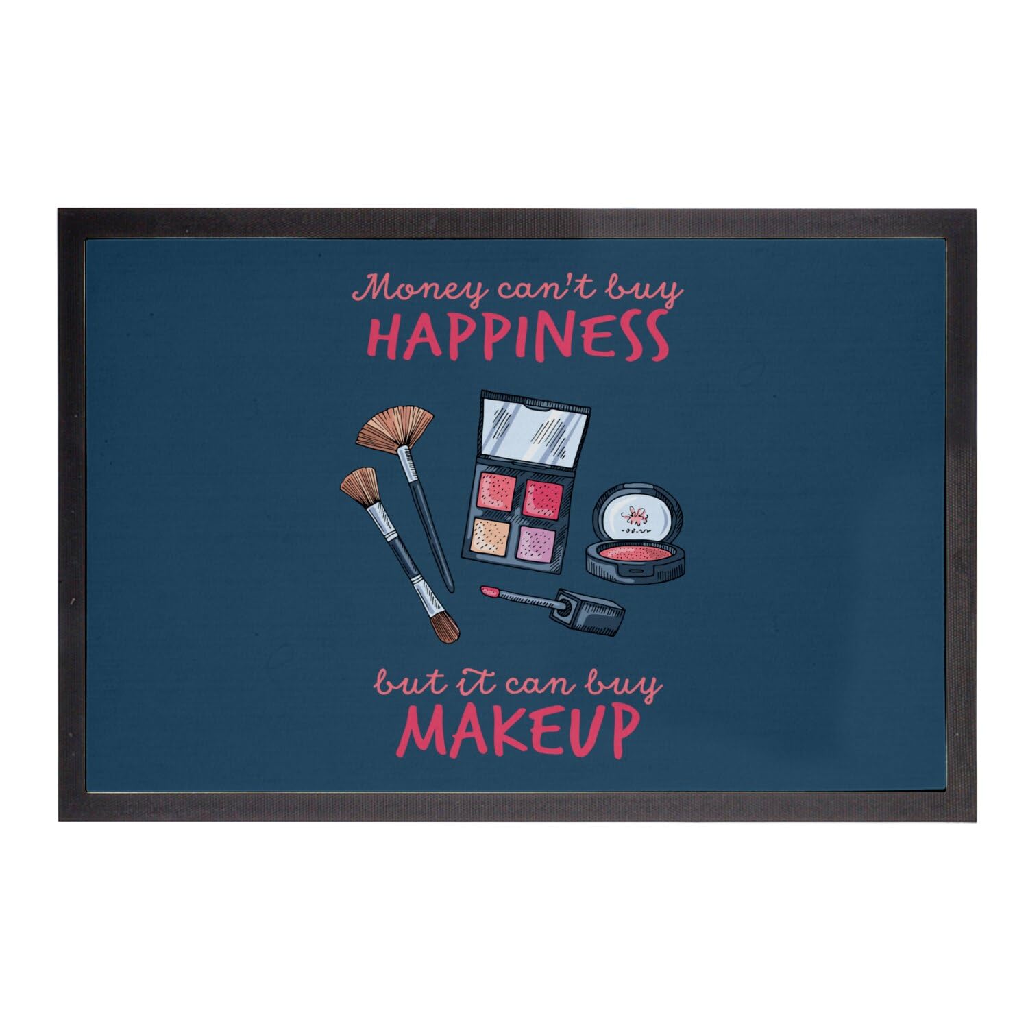 Paillasson bleu résistant pour entrée de maison motif maquillage 75x50cm
