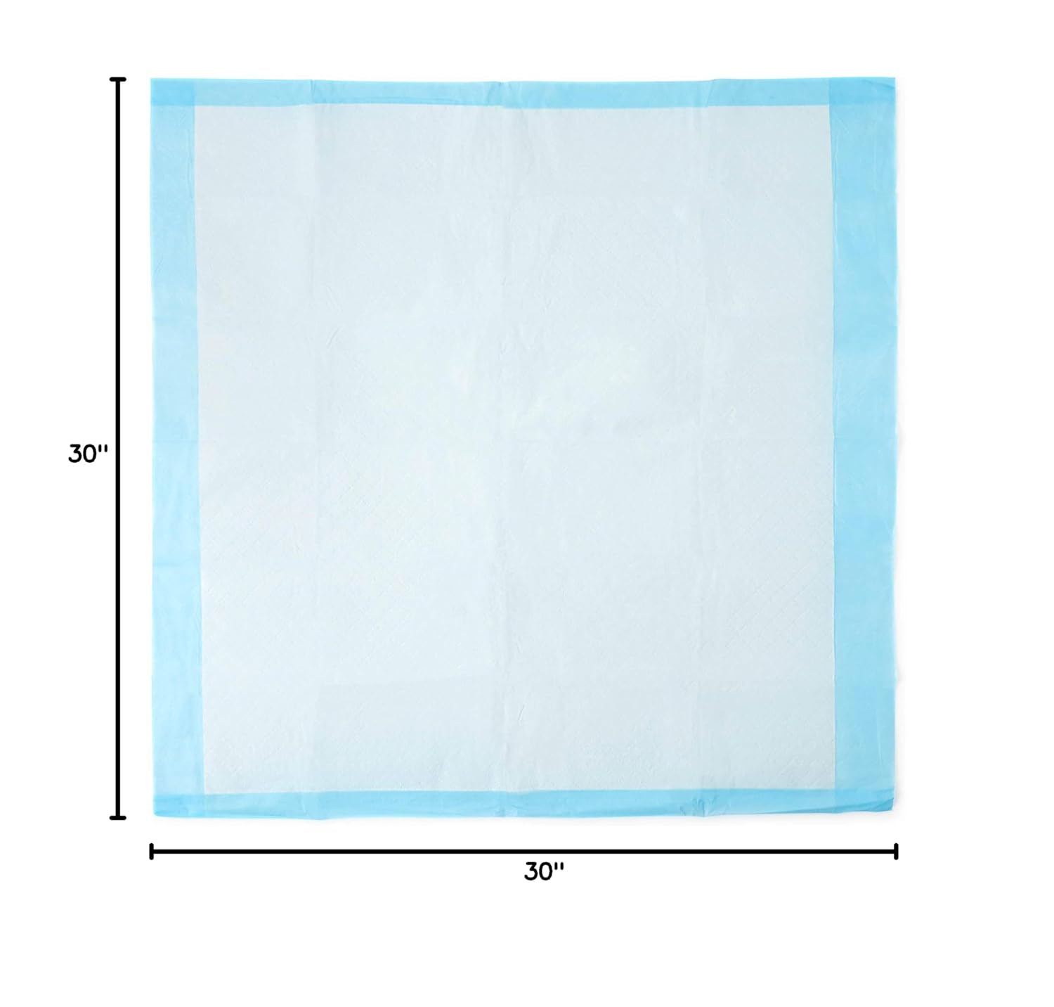 Medline Disposable Protection Plus Standard Weight Underpad, Fluff/Tissue Fill, Polypropylene Backing, White/Blue, 30 x 30 Inches, Case of 150