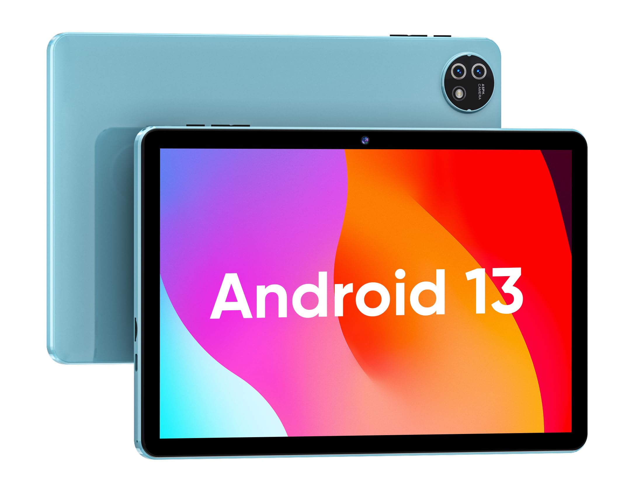 Tablet 10 inch, Android 13 tablet, 6(2+4) GB RAM 32GB ROM 512GB Expanded Quad-core processor tablet, 6000mAh battery for long battery life, GPS, FM, GMS certified, IPS HD screen (Blue). (Blue)