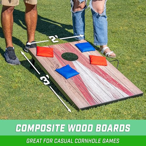 Image of GoSports 3 x 2 ft Cornhole Board Set - Portable Outdoor Toss Game for Adults & Family - Includes Set of 8 Bean Bags with Built-in Storage - Choose Your Style