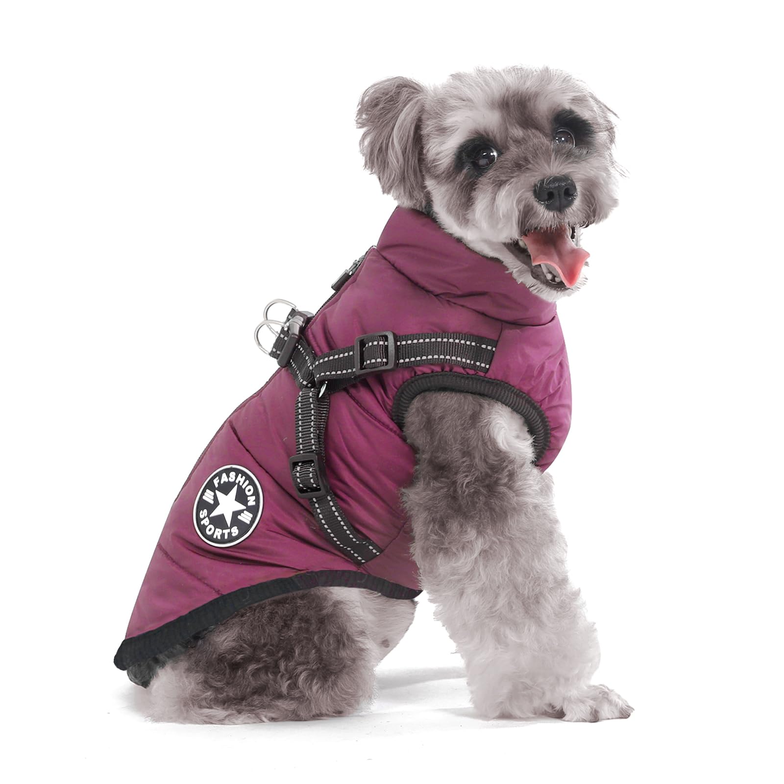 Aywoja Cappotto Cane Invernale, caldo, cappotto per cani con pettorina, impermeabile, lavabile in lavatrice, con strisce riflettenti, resistente anello a D