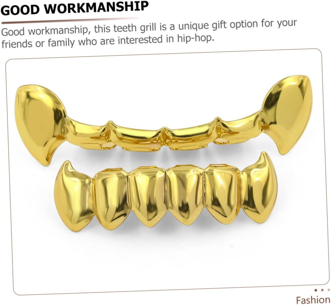 Outanaya Gold Hip Hop Teeth Grills Set for Men, Smooth Surface Punk Dental Jewelry, Halloween Party Costume Accessory