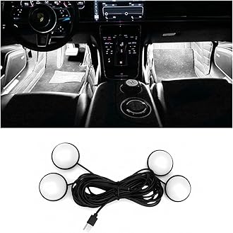 BESULEN Car Interior LED Lights, Automotive Ambient Neon Light Kit with USB Port, Car Accessories, Gifts for Men and Women, 4 in 1 Decoration Lights for Car, Garden, Home, Party（White）