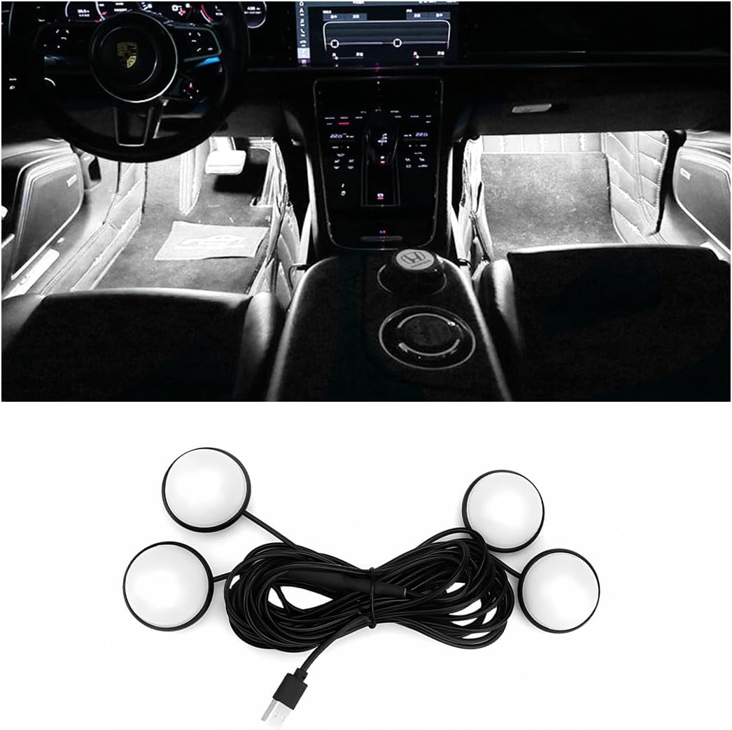 BESULEN Car Interior LED Lights, Automotive Ambient Neon Light Kit with USB Port, Car Accessories, Gifts for Men and Women, 4 in 1 Decoration Lights for Car, Garden, Home, Party（White）