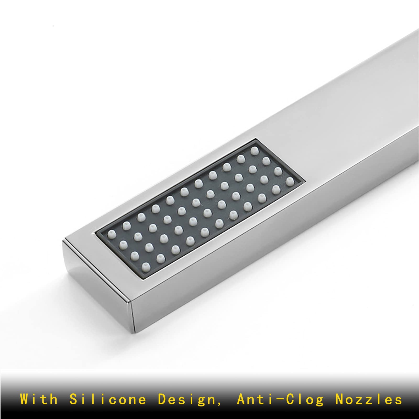 SWHC Soffione Doccia Alta Pressione, Ottone Doccino per Doccia Anticalcare con 1.5m Tubo, ABS Staffa, Universale Spazzolato Risparmio Idrico Doccia Soffione A Parete Facile da Installare
